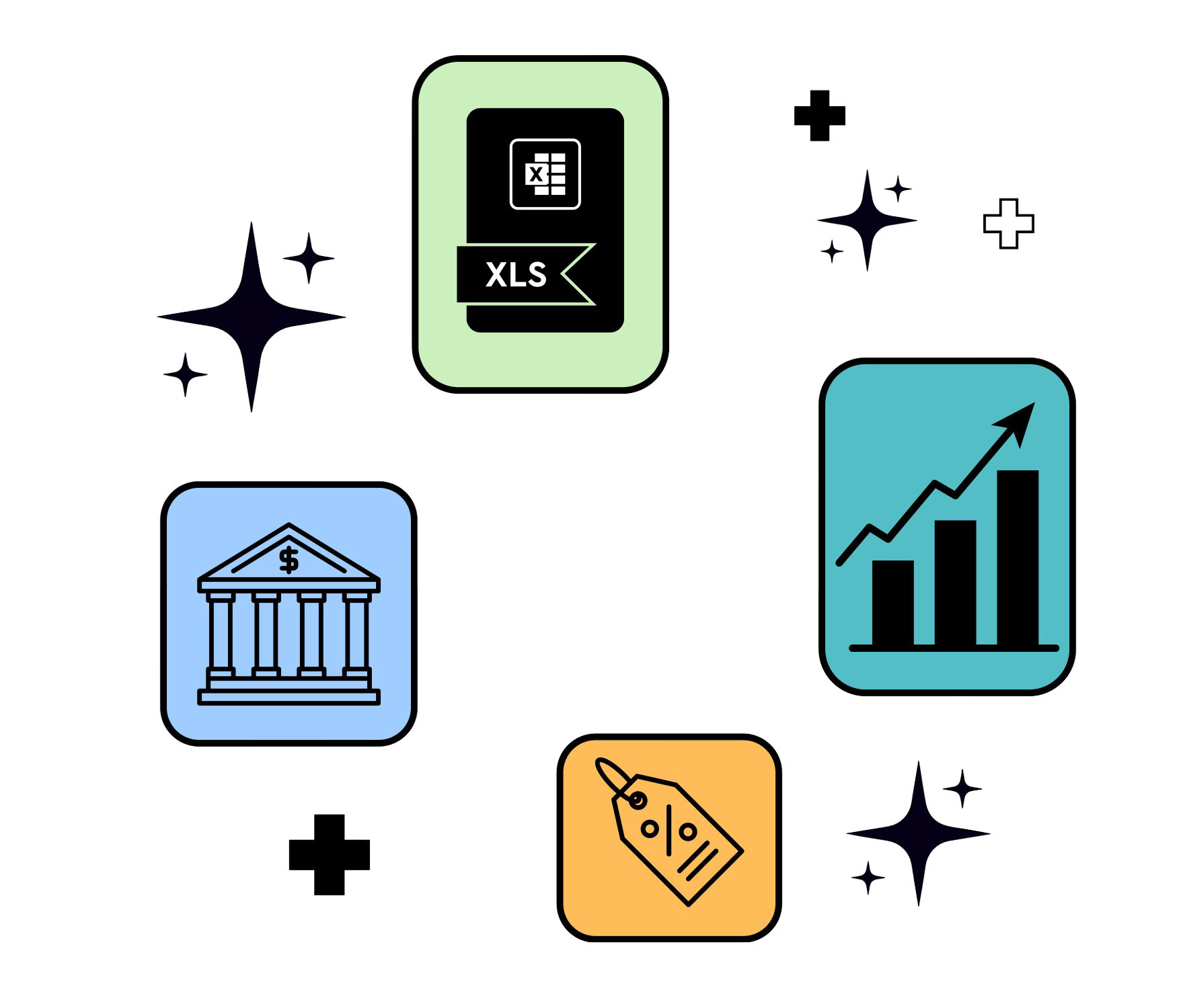 Icônes représentant les sources de données à nettoyer